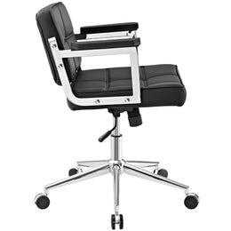 Portray Mid Back Upholstered Vinyl Office Chair in Black