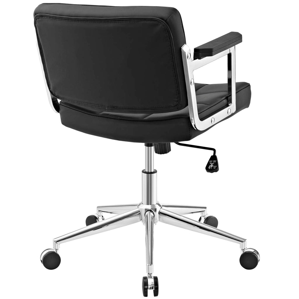 Portray Mid Back Upholstered Vinyl Office Chair in Black