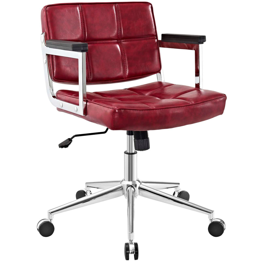 Portray Mid Back Upholstered Vinyl Office Chair in Red