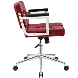 Portray Mid Back Upholstered Vinyl Office Chair in Red