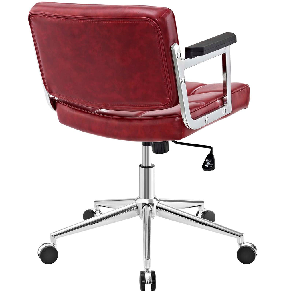 Portray Mid Back Upholstered Vinyl Office Chair in Red