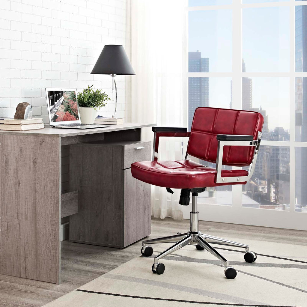 Portray Mid Back Upholstered Vinyl Office Chair in Red