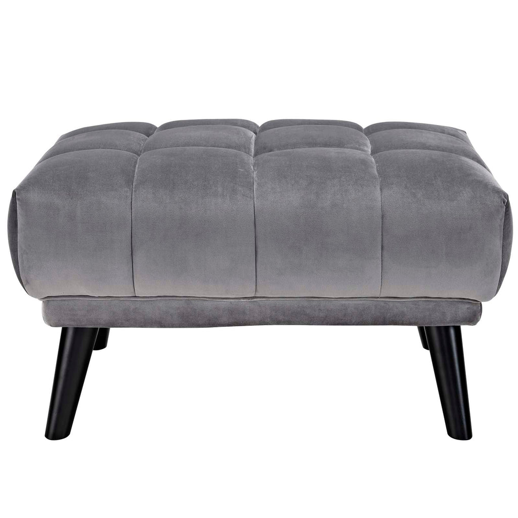 Bestow Performance Velvet Ottoman in Gray