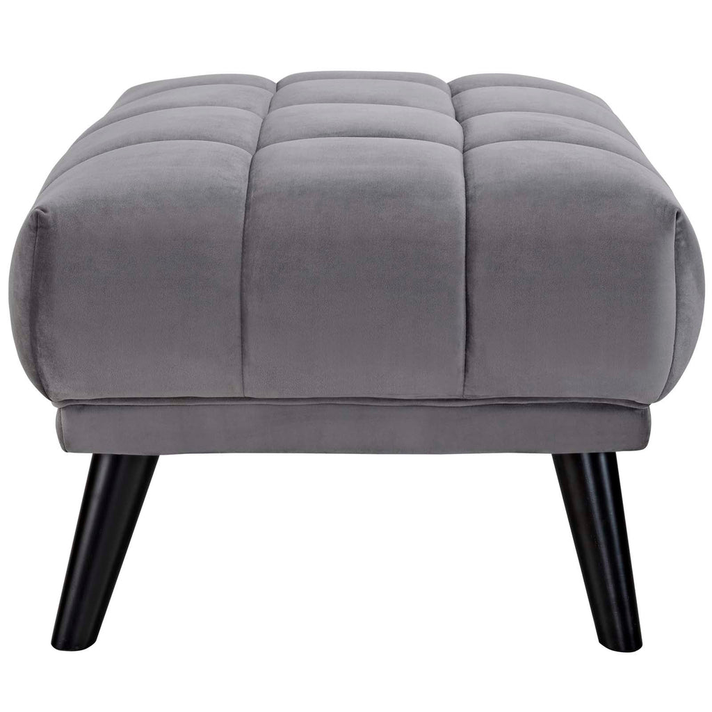 Bestow Performance Velvet Ottoman in Gray