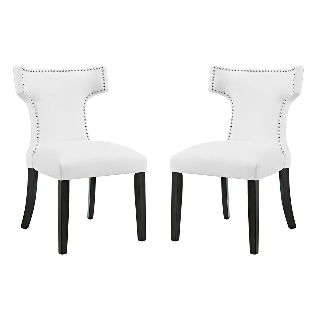 Curve Dining Side Chair Vinyl Set of 2 in White