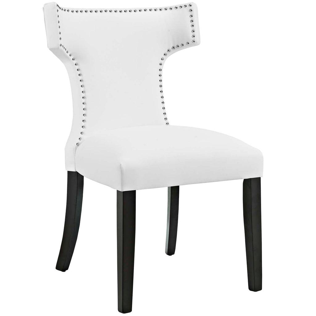 Curve Dining Side Chair Vinyl Set of 2 in White