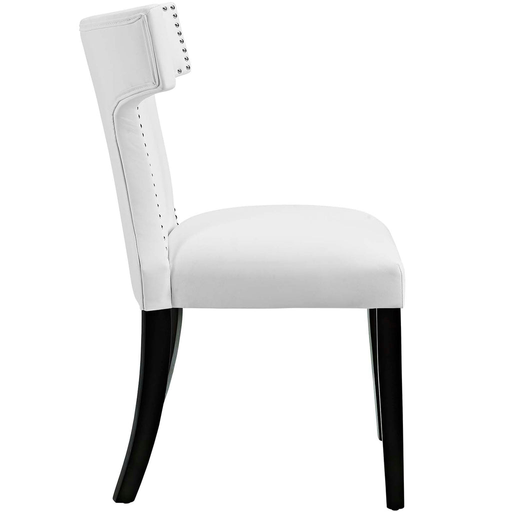 Curve Dining Side Chair Vinyl Set of 2 in White