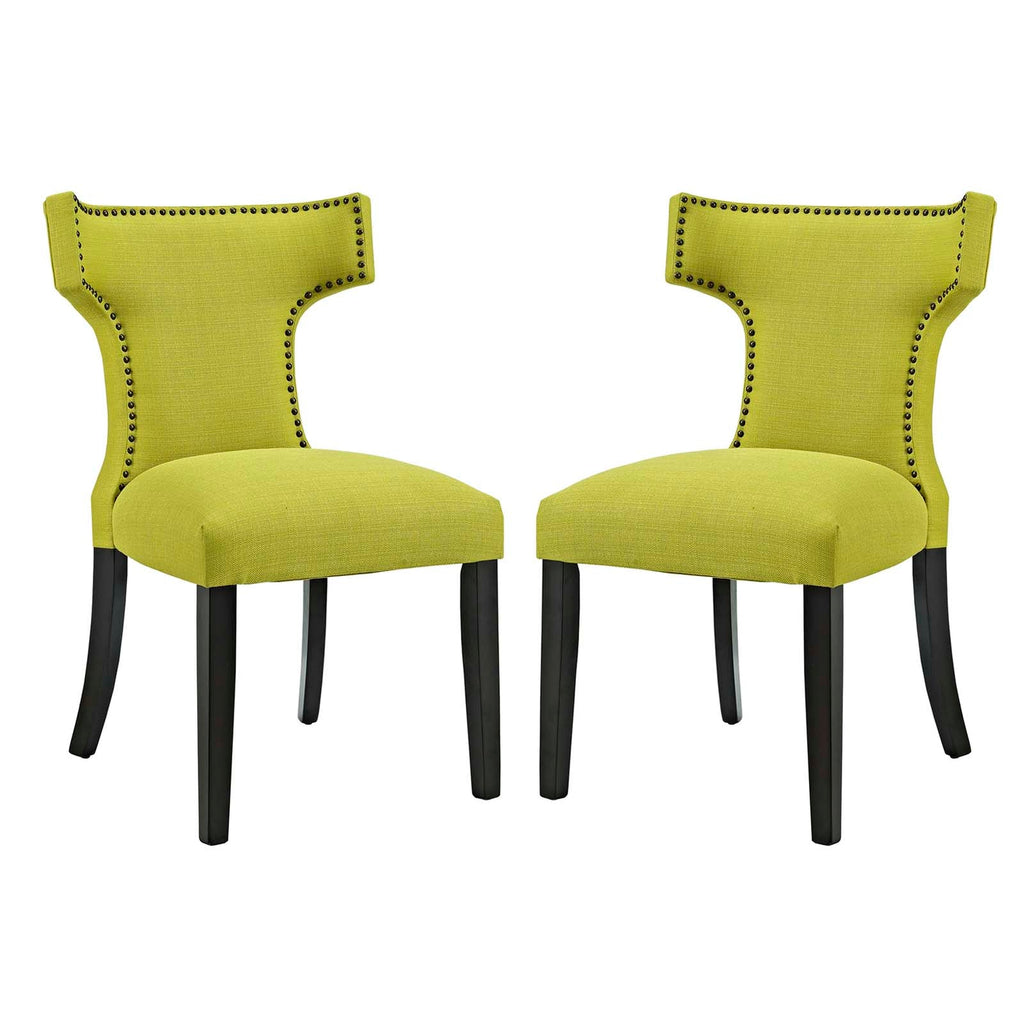 Curve Dining Side Chair Fabric Set of 2 in Wheatgrass