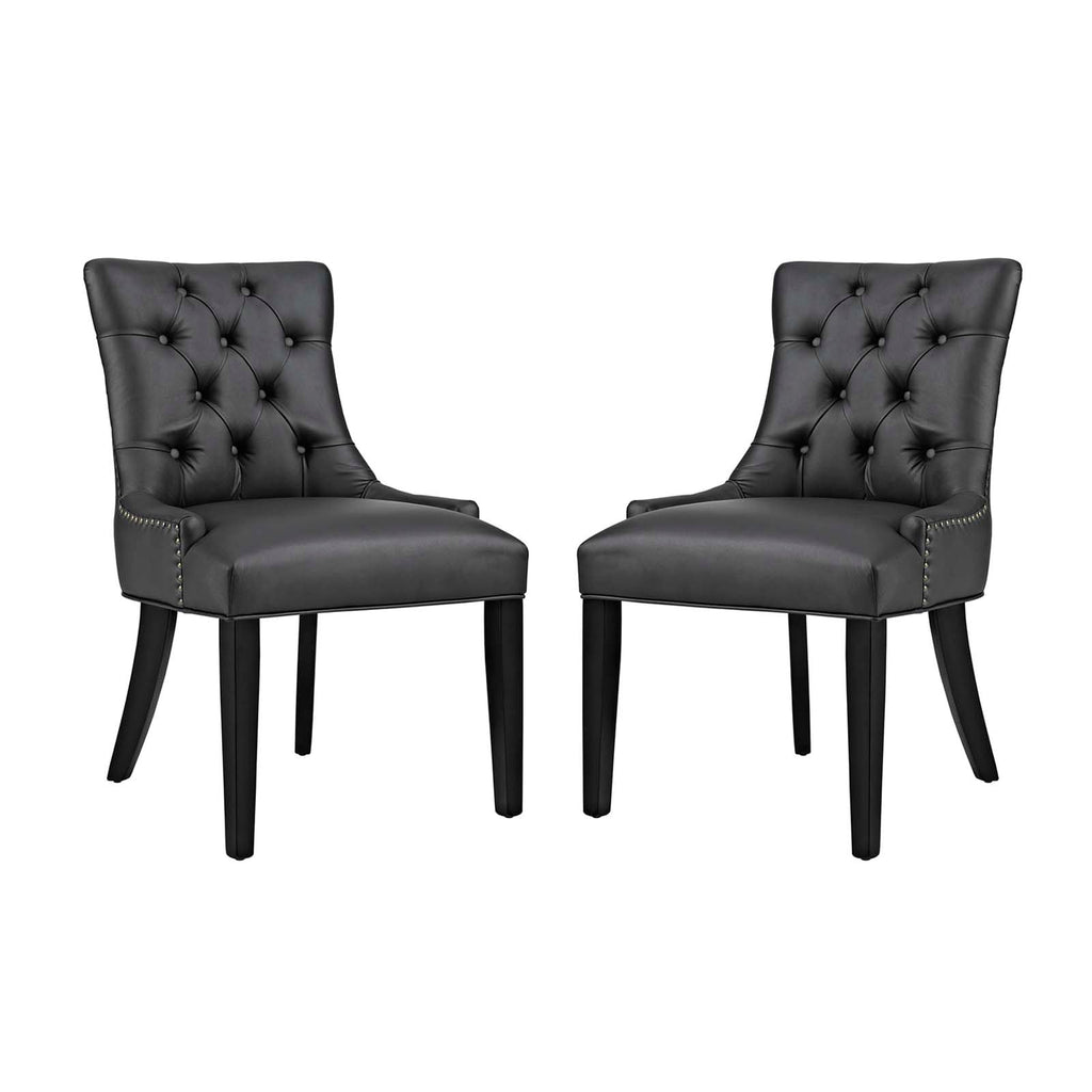 Regent Dining Side Chair Vinyl Set of 2 in Black