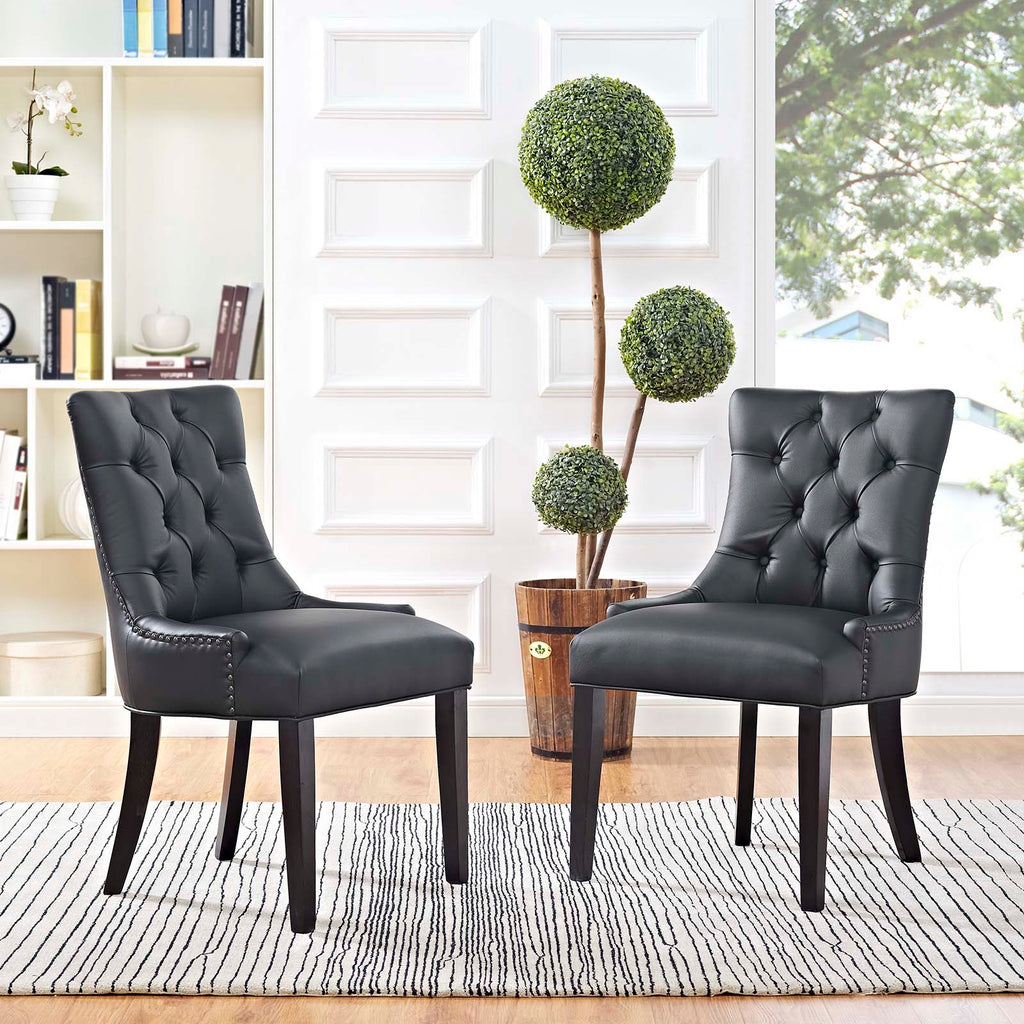 Regent Dining Side Chair Vinyl Set of 2 in Black