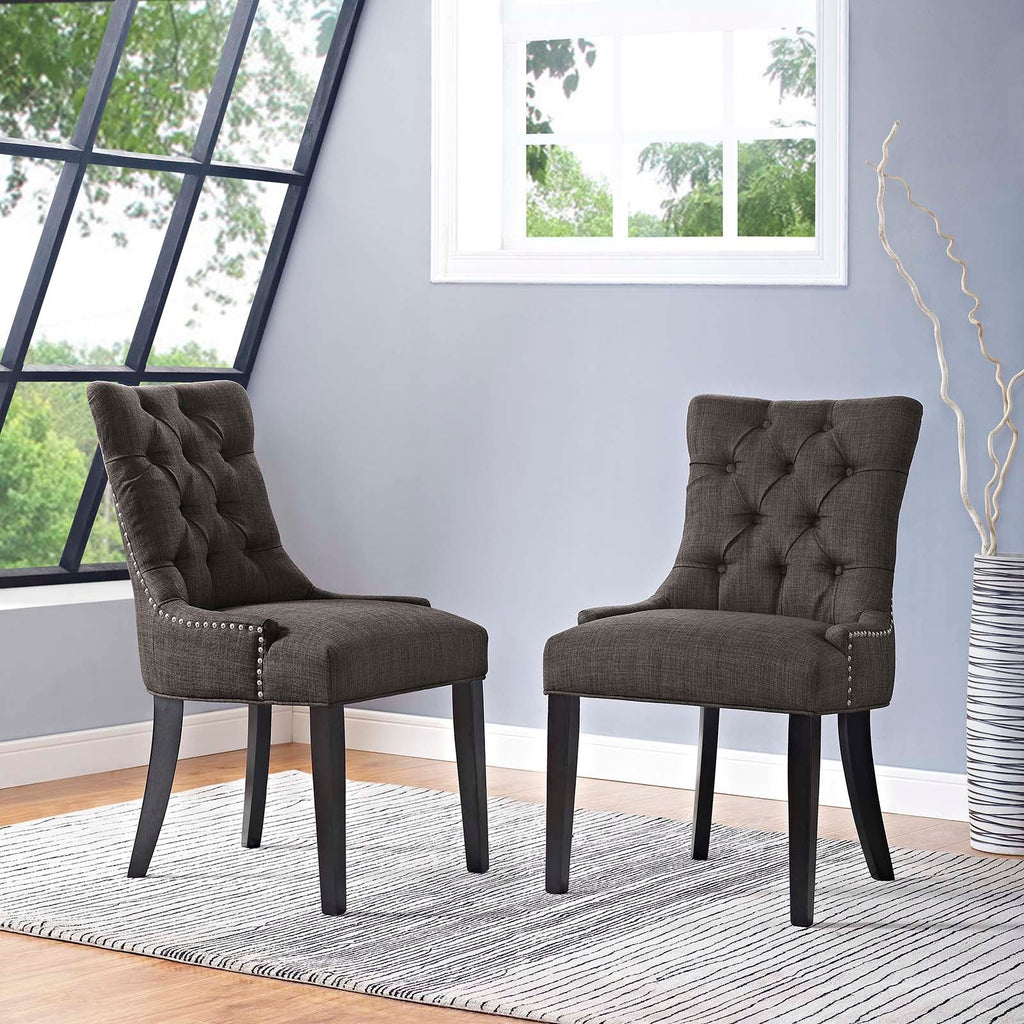 Regent Dining Side Chair Fabric Set of 2 in Brown