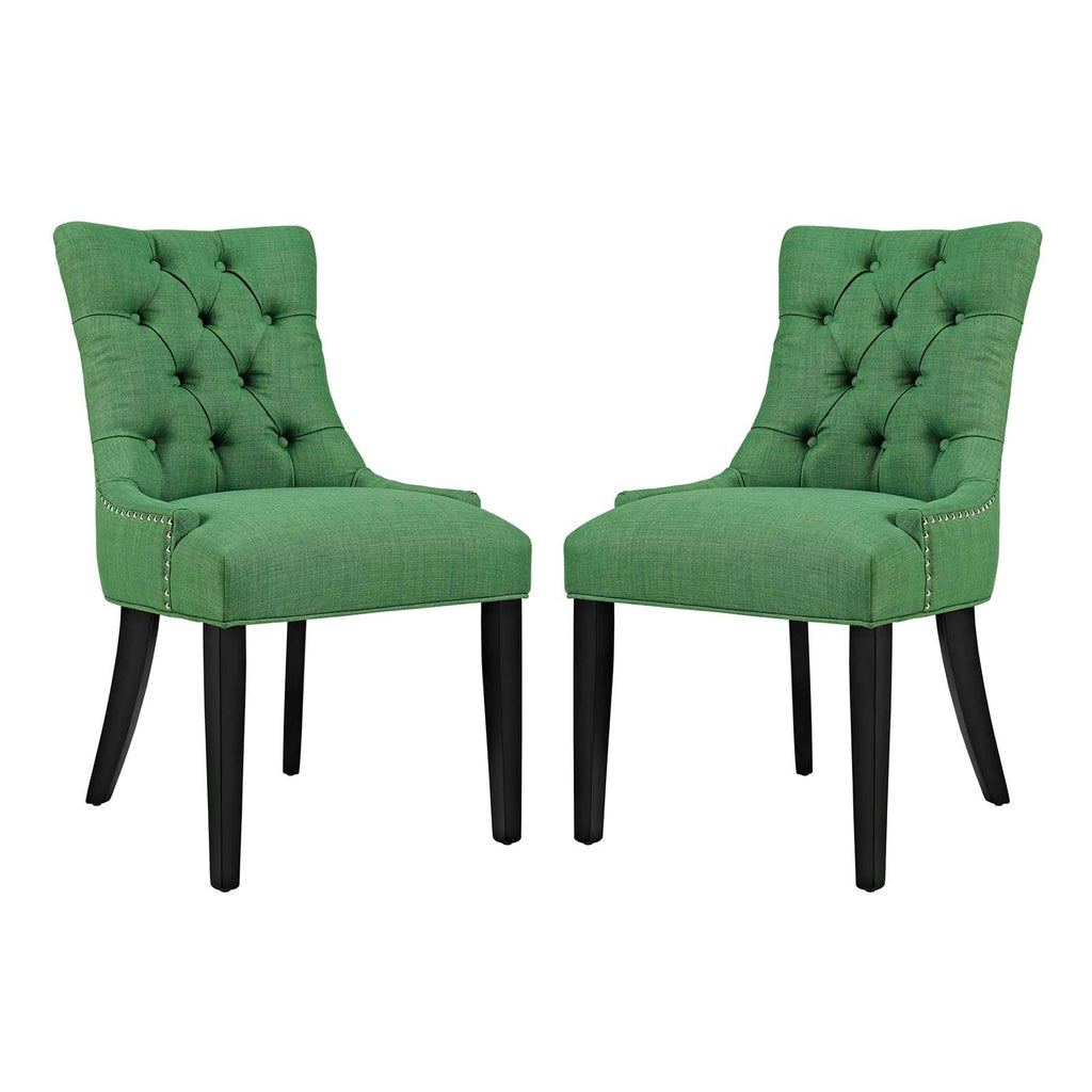 Regent Dining Side Chair Fabric Set of 2 in Green