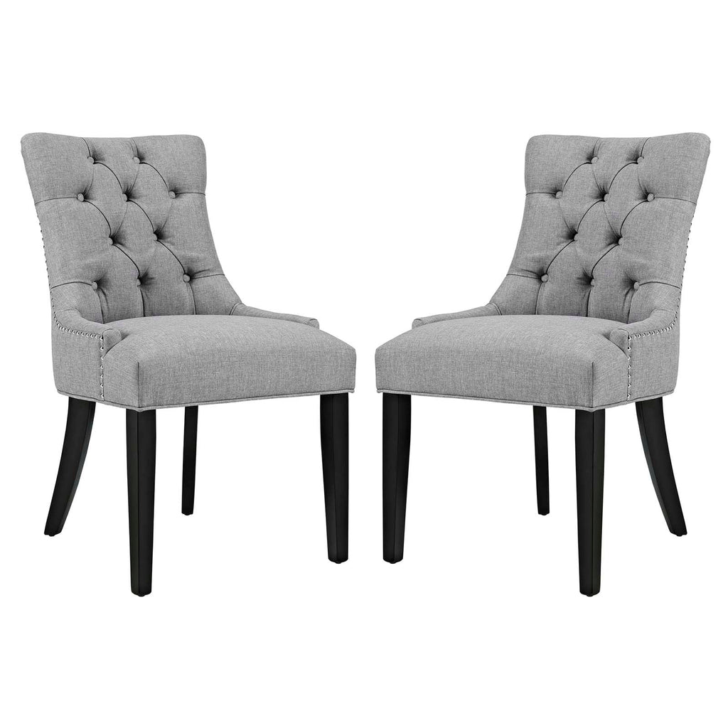 Regent Dining Side Chair Fabric Set of 2 in Light Gray