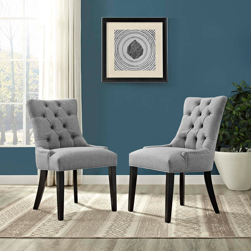 Regent Dining Side Chair Fabric Set of 2 in Light Gray