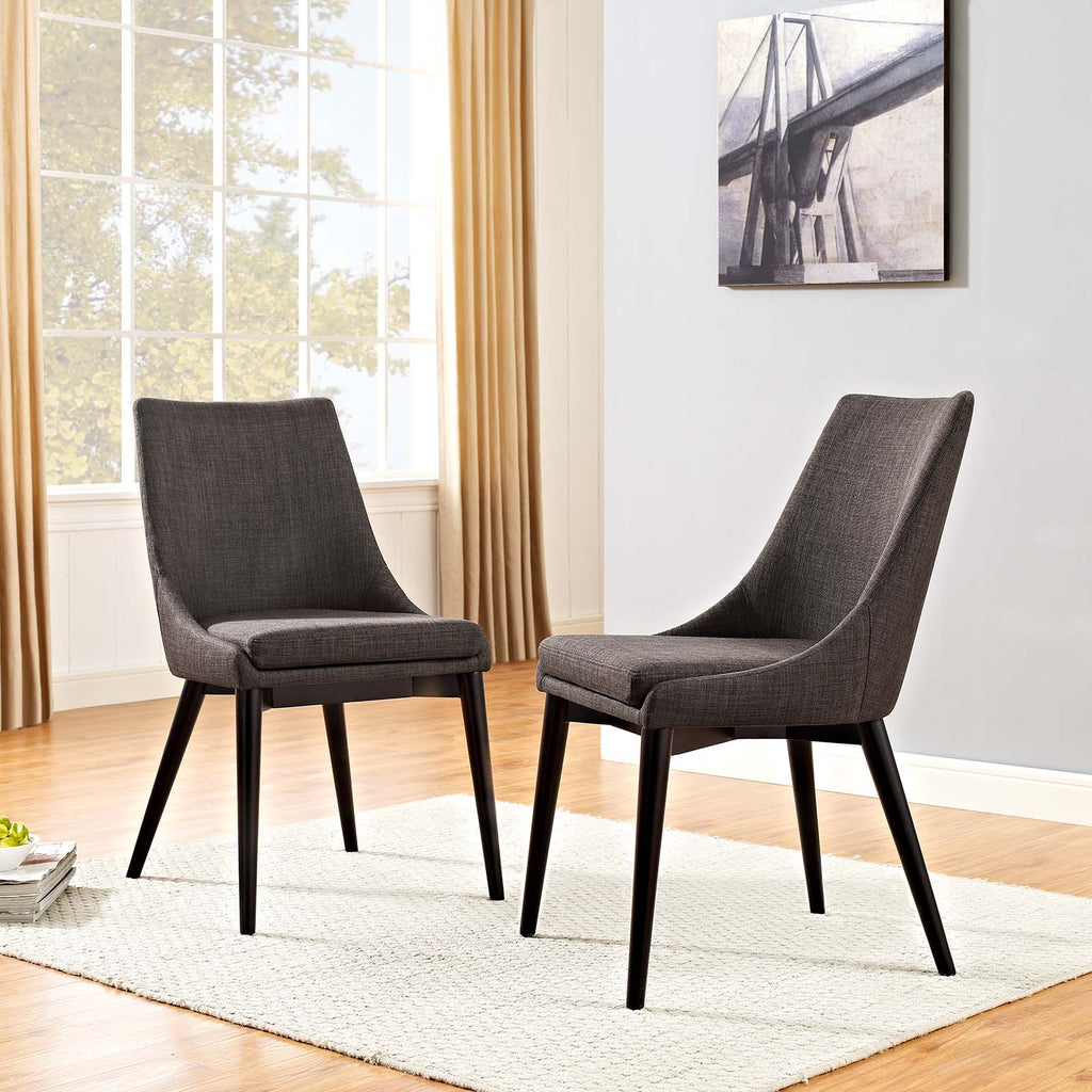 Viscount Dining Side Chair Fabric Set of 2 in Brown