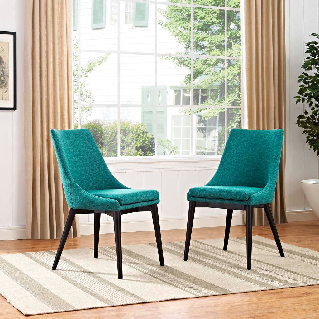 Viscount Dining Side Chair Fabric Set of 2 in Teal