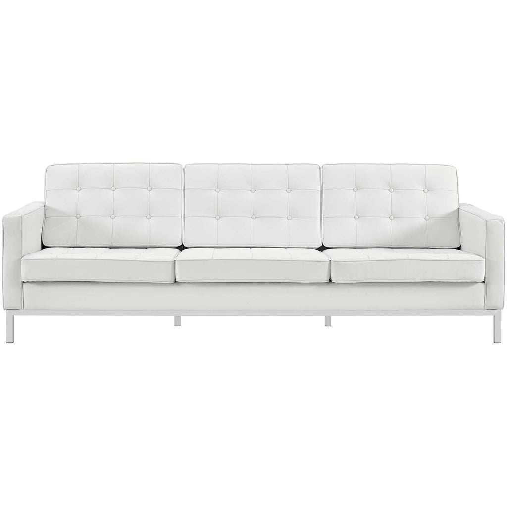 Loft Leather Sofa in Cream White