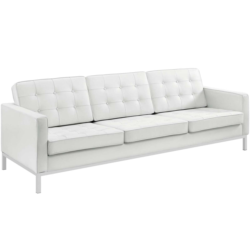 Loft Leather Sofa in Cream White