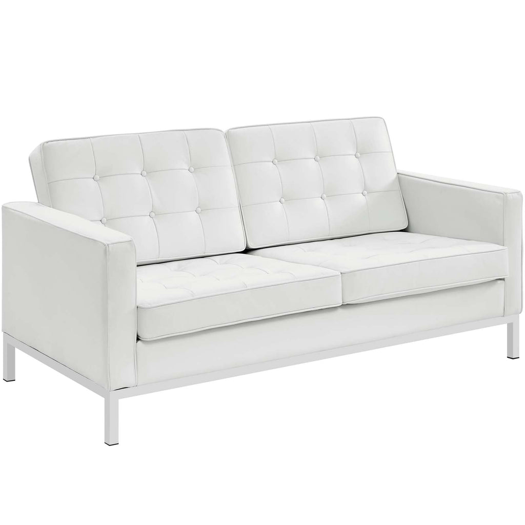 Loft Leather Loveseat in Cream White