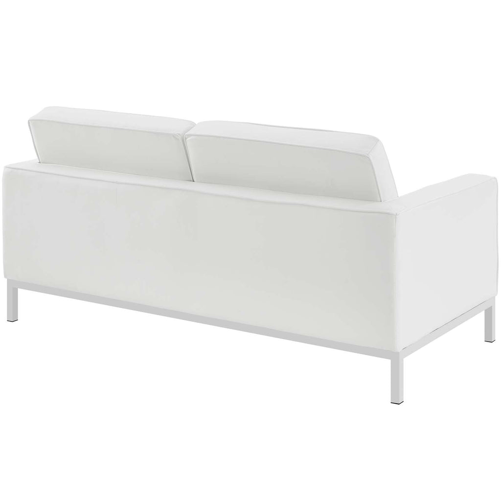 Loft Leather Loveseat in Cream White