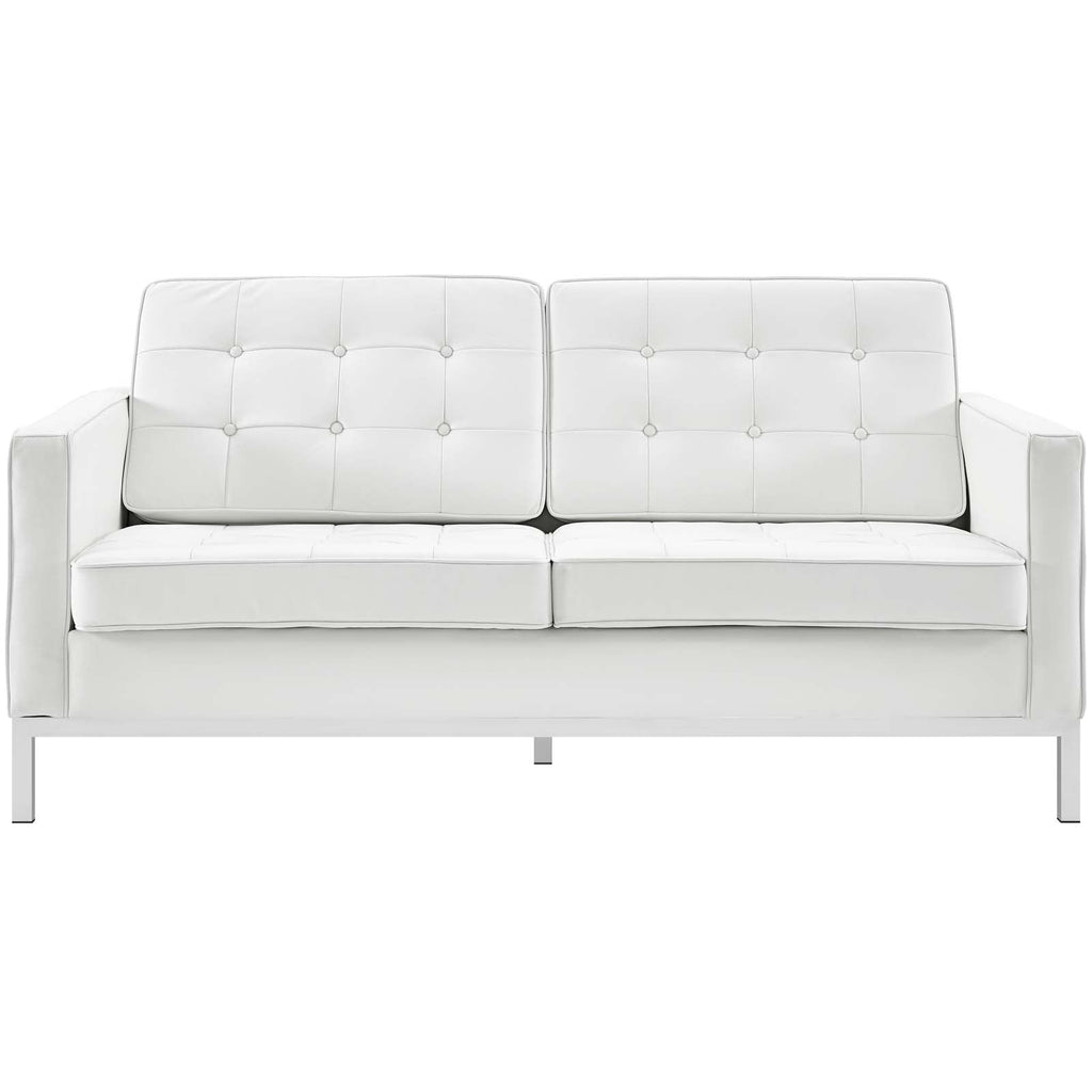 Loft Leather Loveseat in Cream White