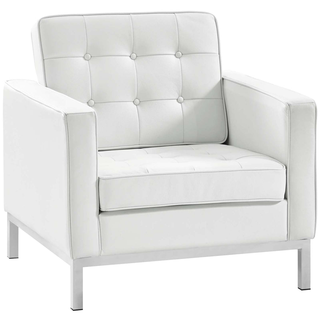 Loft Leather Armchair in Cream White