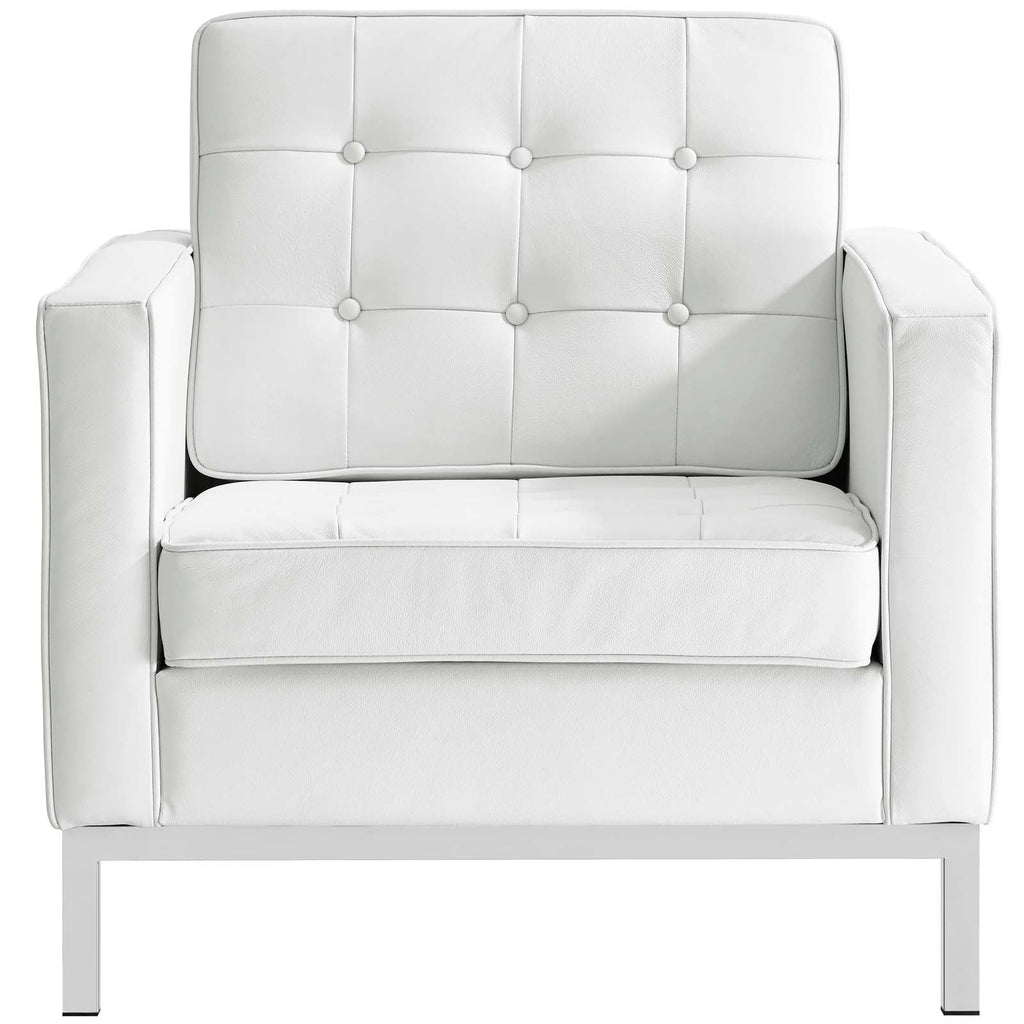 Loft Leather Armchair in Cream White