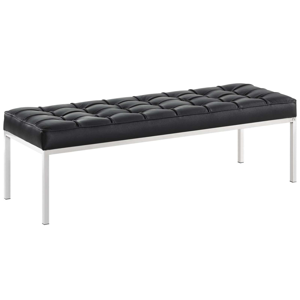 Loft Leather Bench in Black