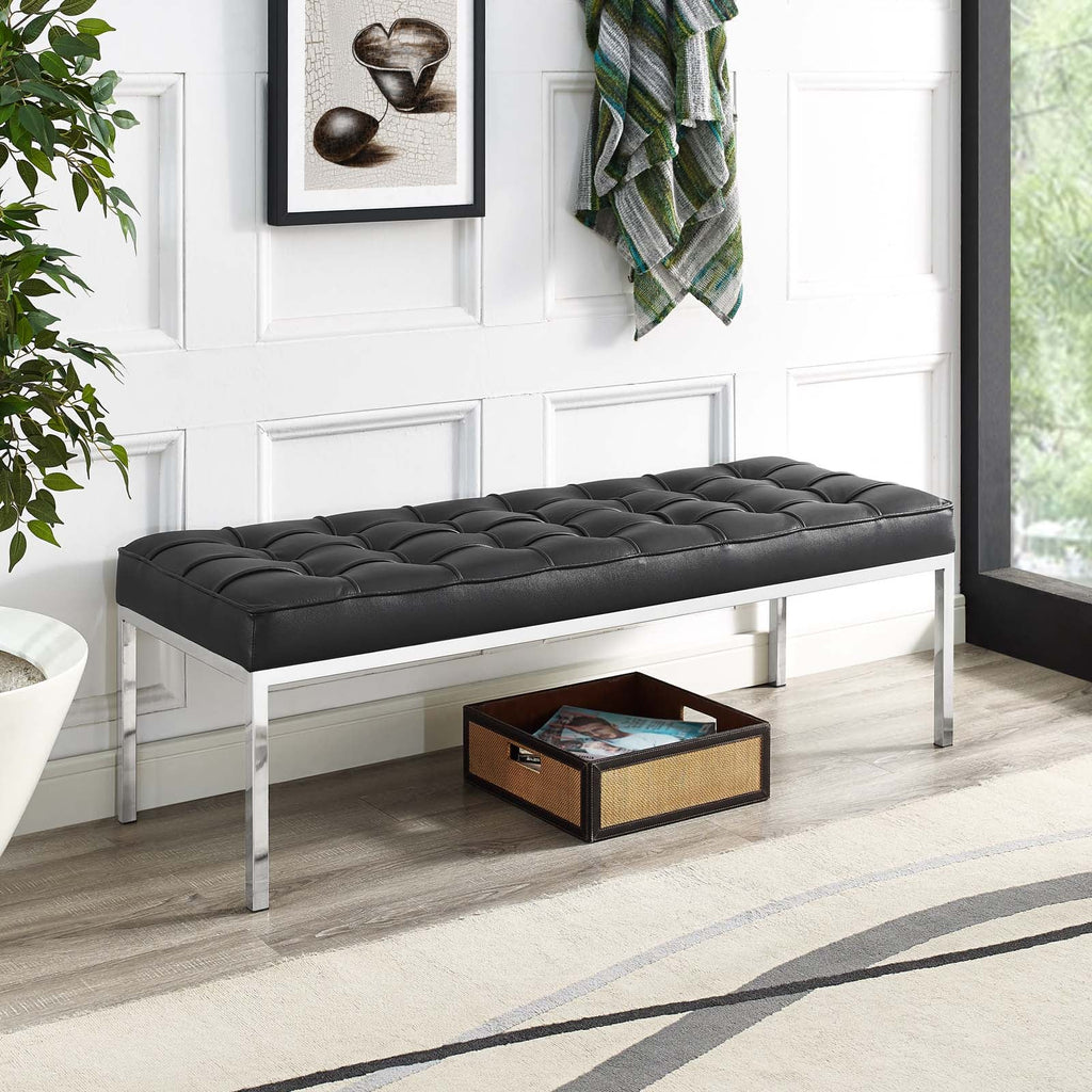 Loft Leather Bench in Black