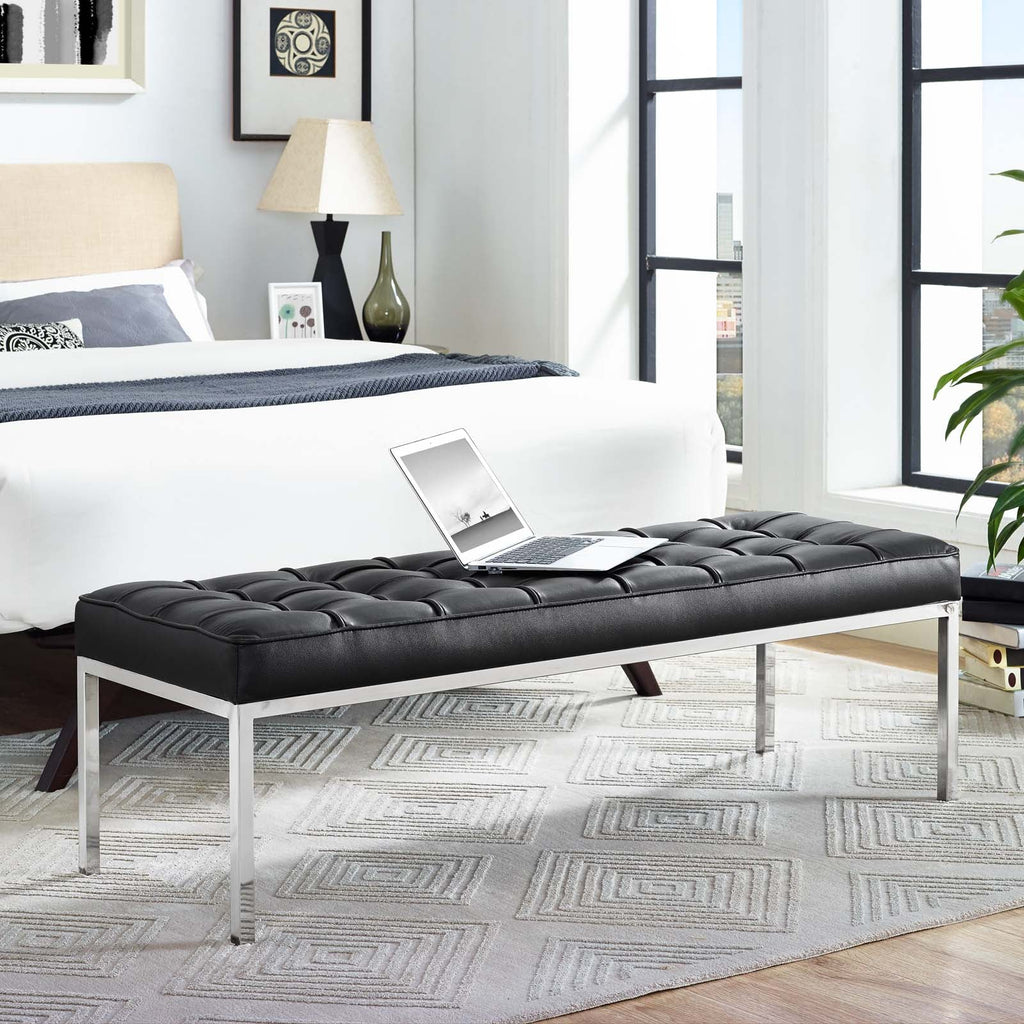 Loft Leather Bench in Black