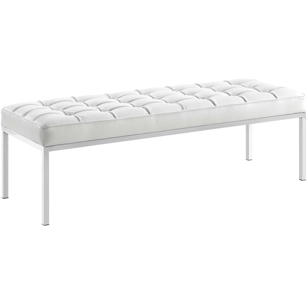 Loft Leather Bench in Cream White