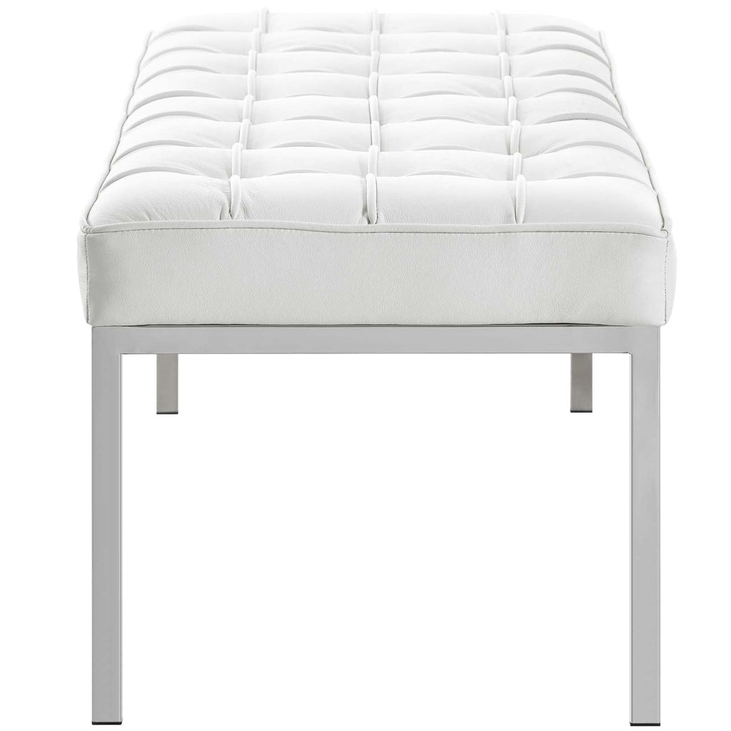 Loft Leather Bench in Cream White