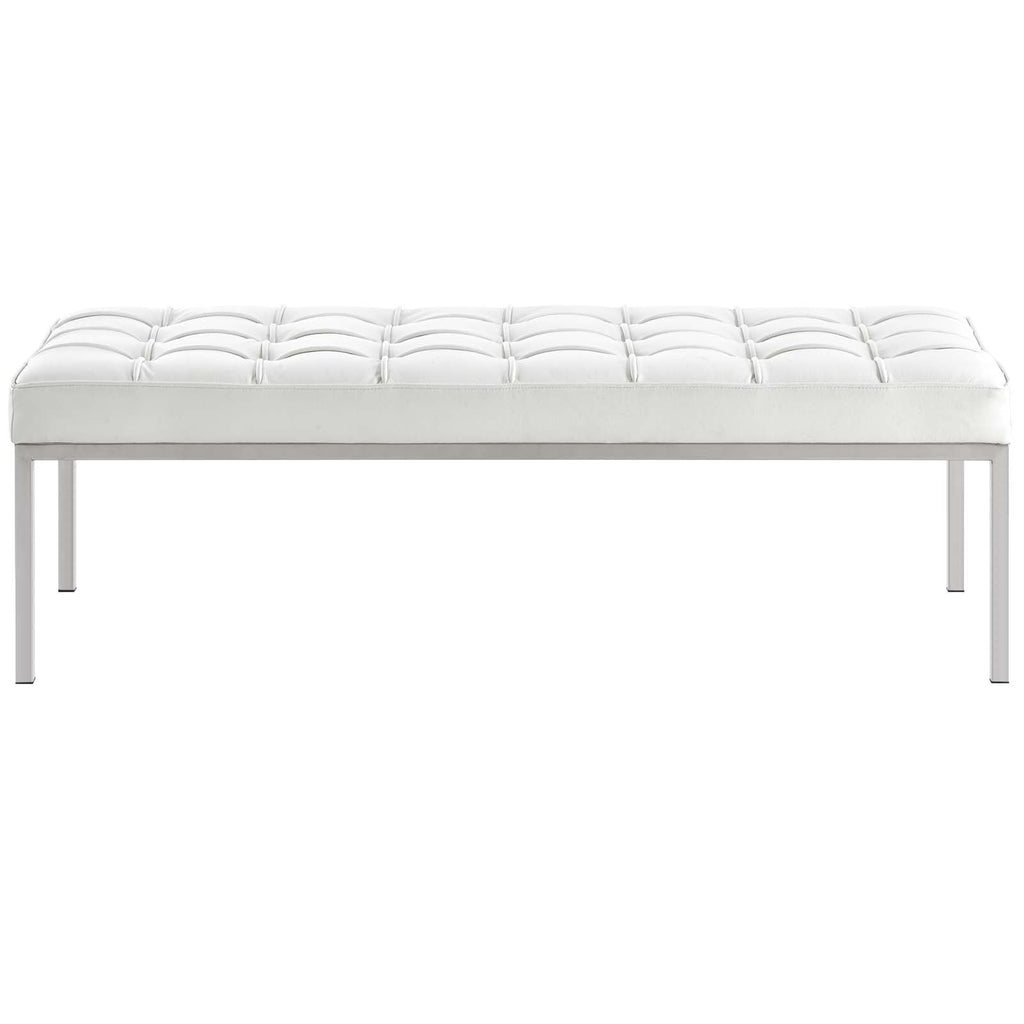 Loft Leather Bench in Cream White