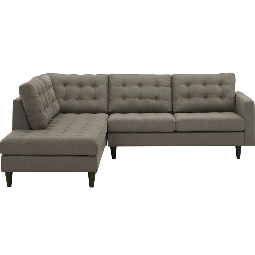 Empress 2 Piece Upholstered Fabric Left Facing Bumper Sectional in Granite