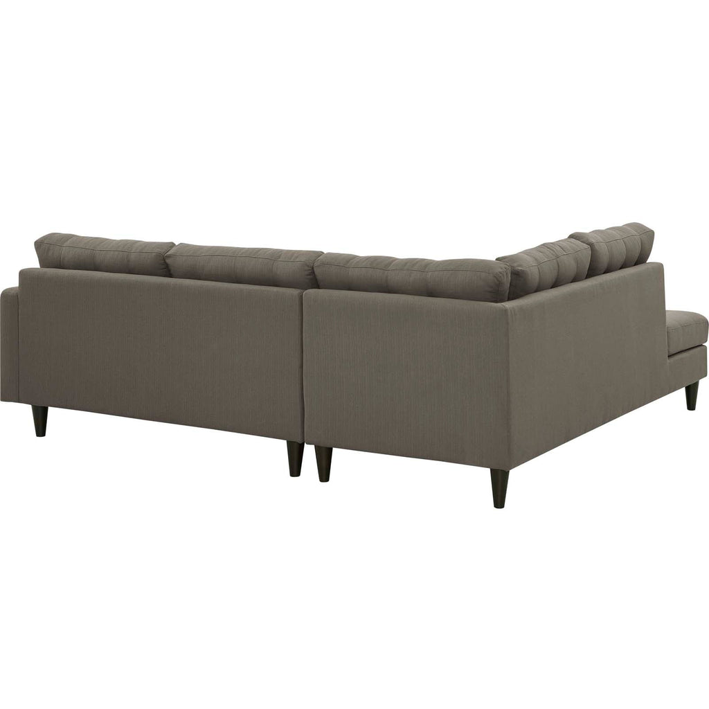 Empress 2 Piece Upholstered Fabric Left Facing Bumper Sectional in Granite