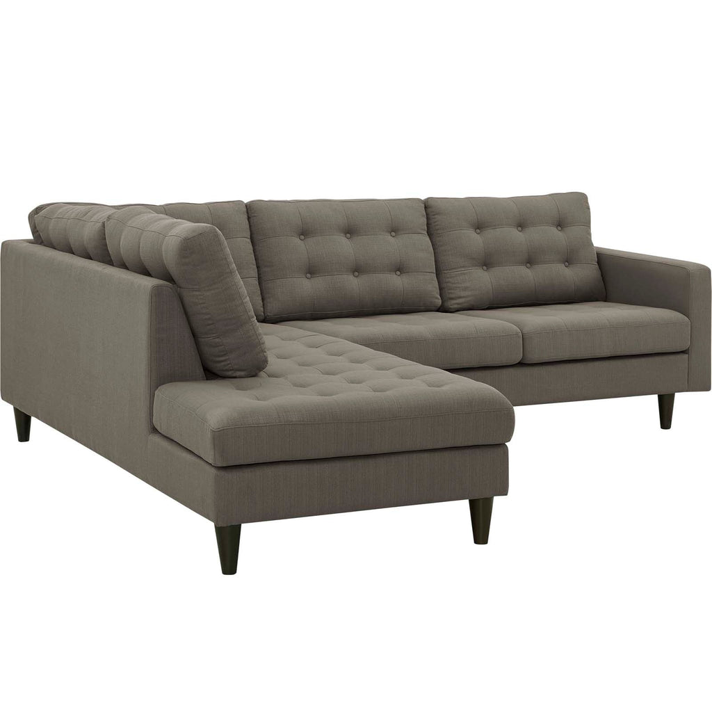 Empress 2 Piece Upholstered Fabric Left Facing Bumper Sectional in Granite