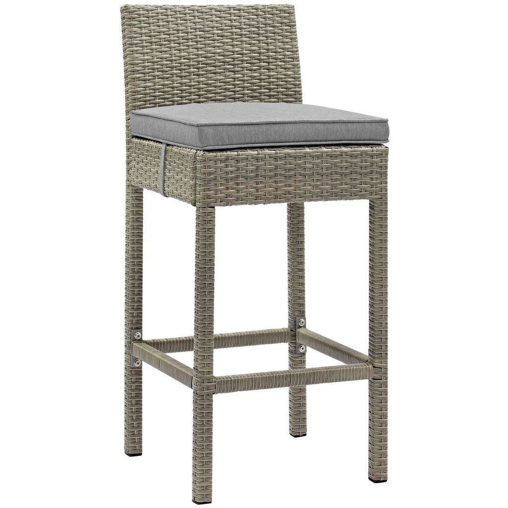 Conduit Outdoor Patio Wicker Rattan Bar Stool in Light Gray Gray