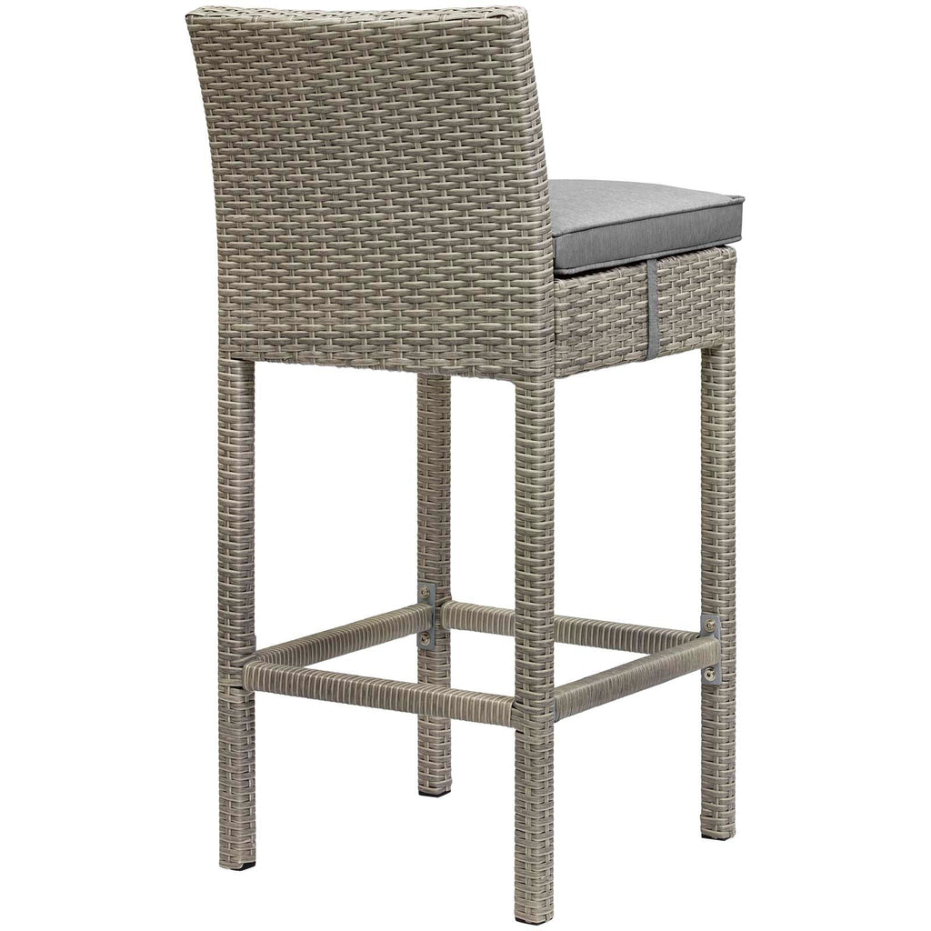 Conduit Outdoor Patio Wicker Rattan Bar Stool in Light Gray Gray