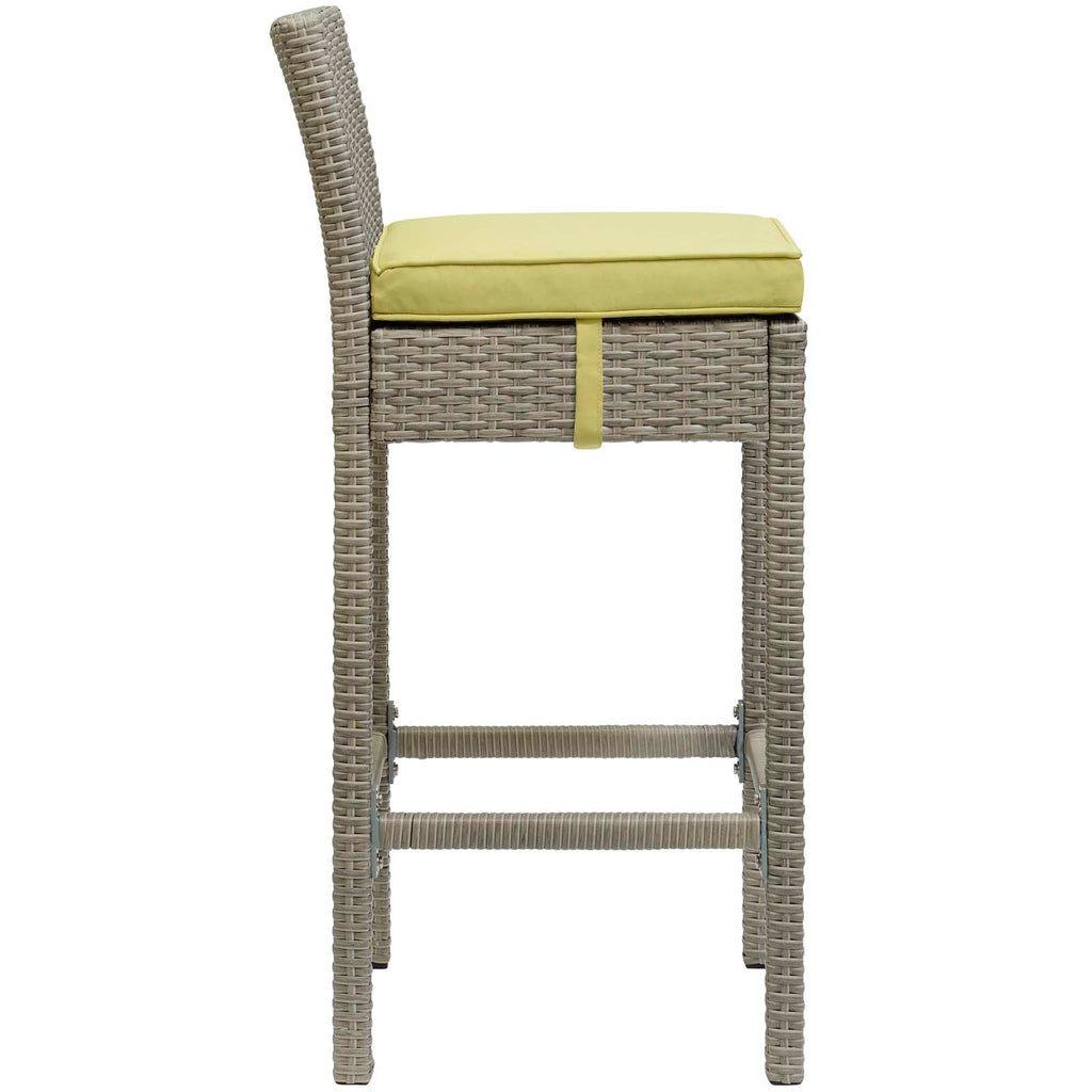 Conduit Outdoor Patio Wicker Rattan Bar Stool in Light Gray Peridot