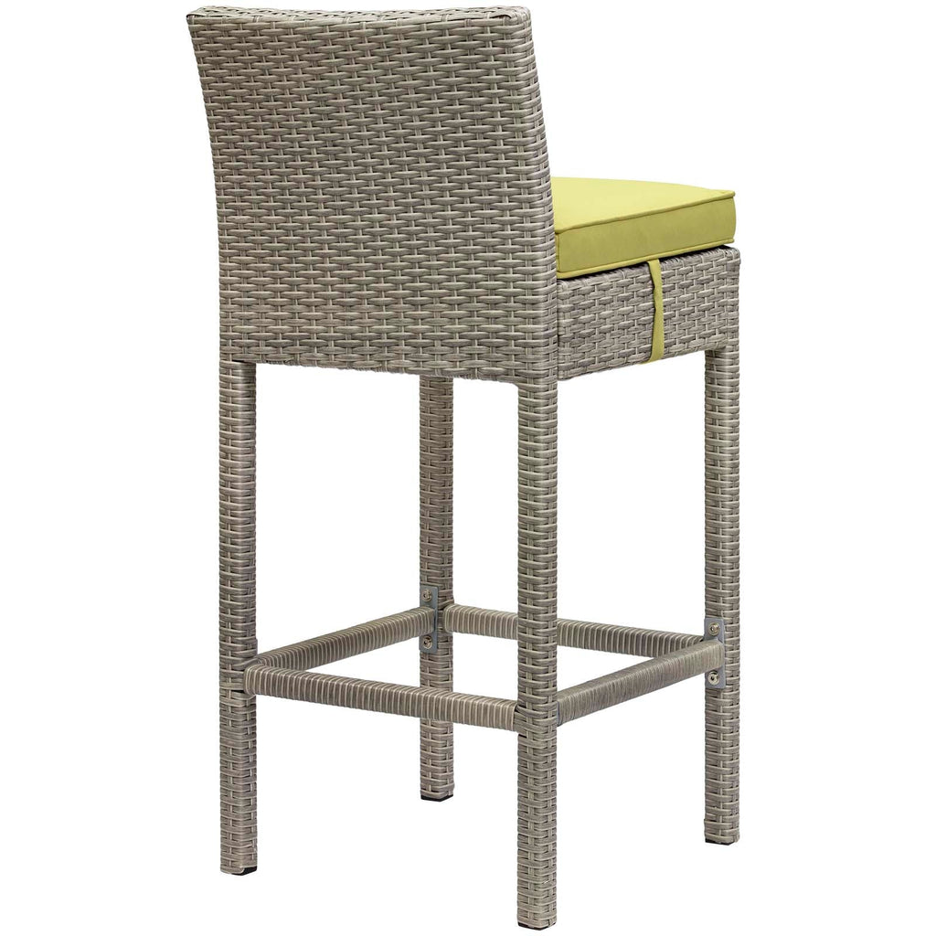 Conduit Outdoor Patio Wicker Rattan Bar Stool in Light Gray Peridot