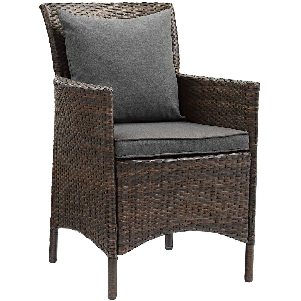 Conduit Outdoor Patio Wicker Rattan Dining Armchair in Brown Charcoal