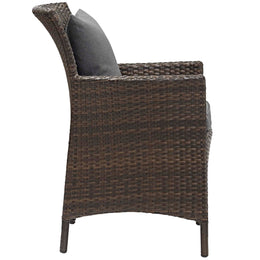 Conduit Outdoor Patio Wicker Rattan Dining Armchair in Brown Charcoal