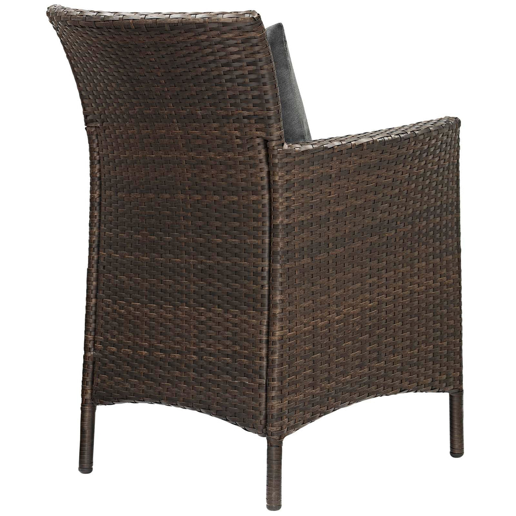 Conduit Outdoor Patio Wicker Rattan Dining Armchair in Brown Charcoal