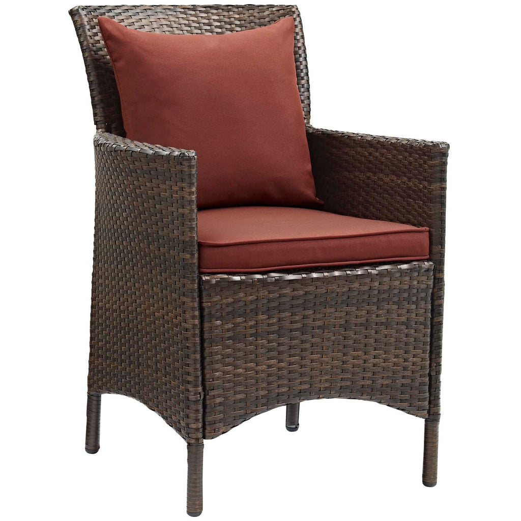 Conduit Outdoor Patio Wicker Rattan Dining Armchair in Brown Currant