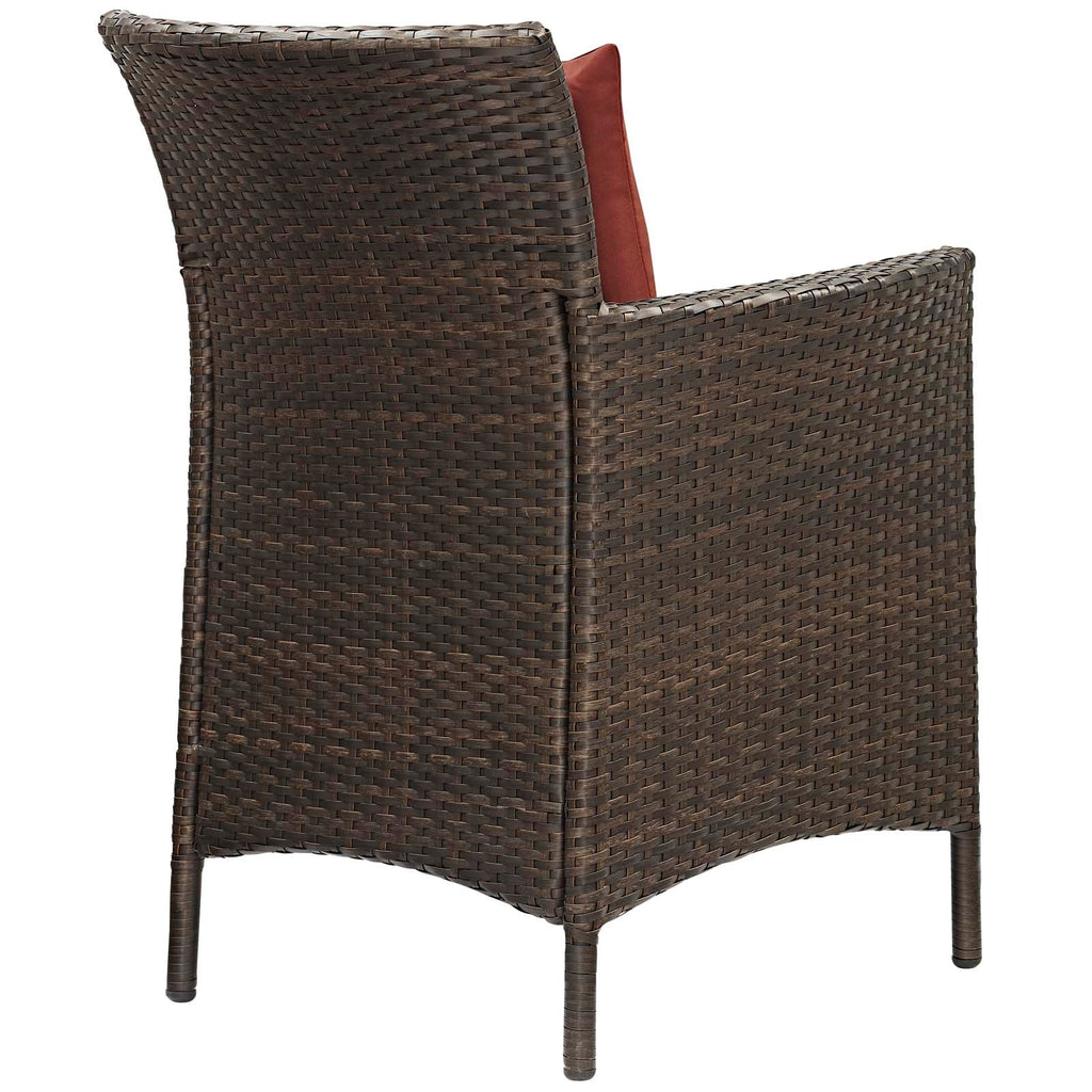 Conduit Outdoor Patio Wicker Rattan Dining Armchair in Brown Currant