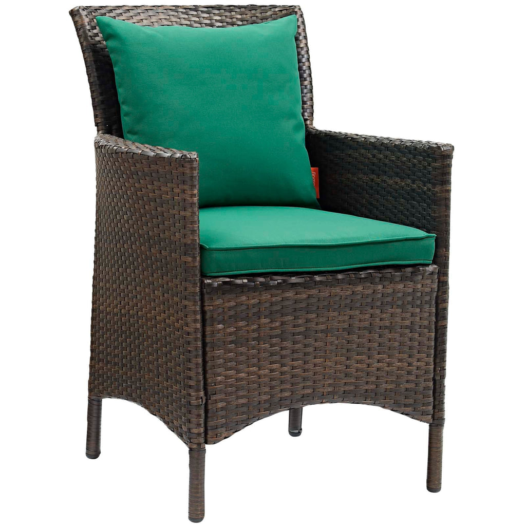 Conduit Outdoor Patio Wicker Rattan Dining Armchair in Brown Green