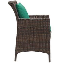 Conduit Outdoor Patio Wicker Rattan Dining Armchair in Brown Green