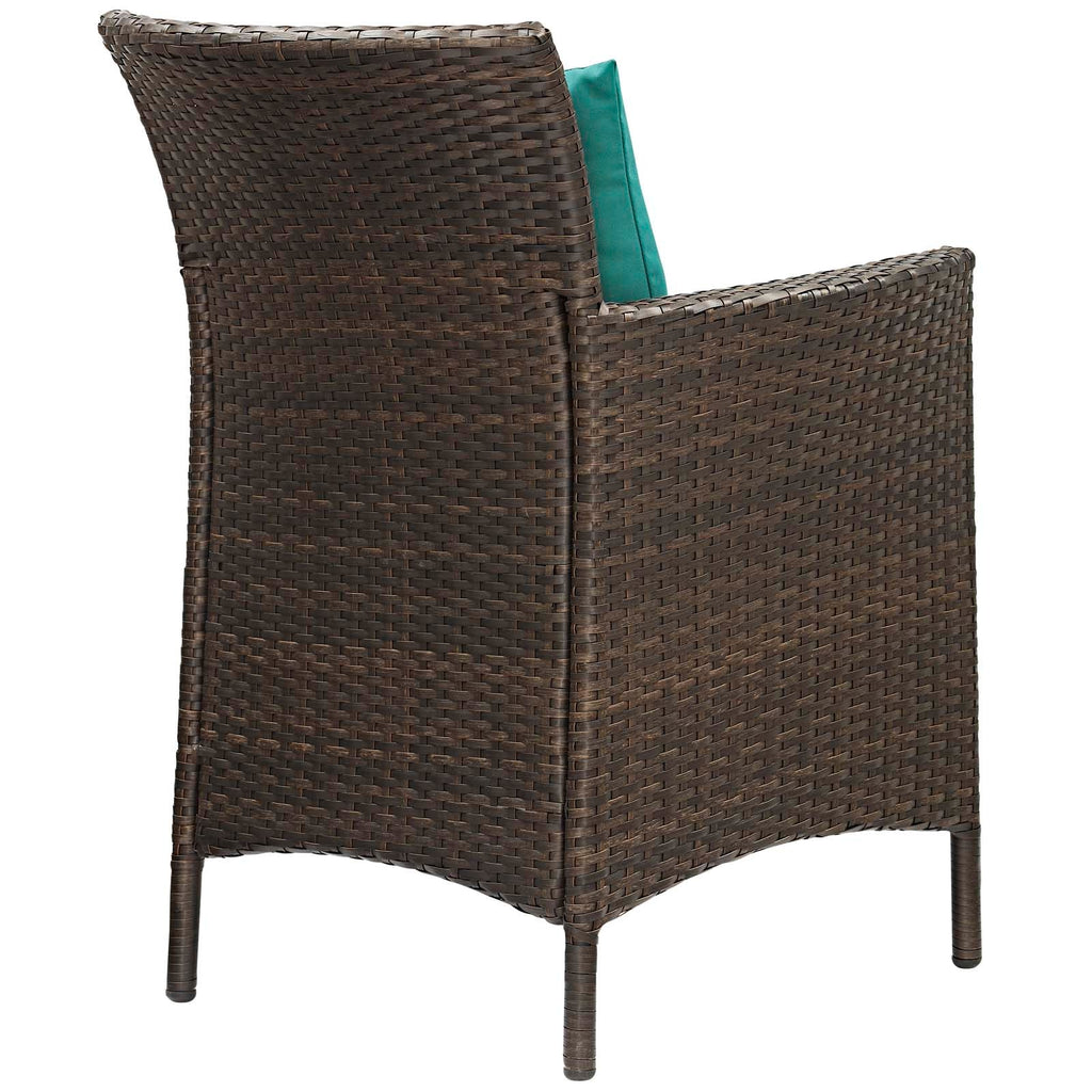 Conduit Outdoor Patio Wicker Rattan Dining Armchair in Brown Green