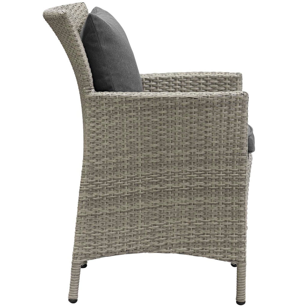 Conduit Outdoor Patio Wicker Rattan Dining Armchair in Light Gray Charcoal