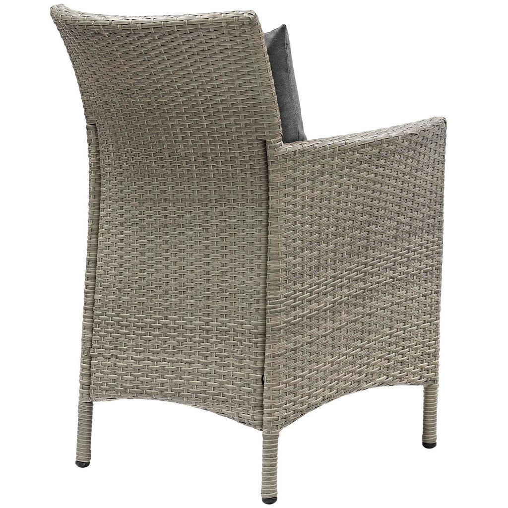 Conduit Outdoor Patio Wicker Rattan Dining Armchair in Light Gray Charcoal